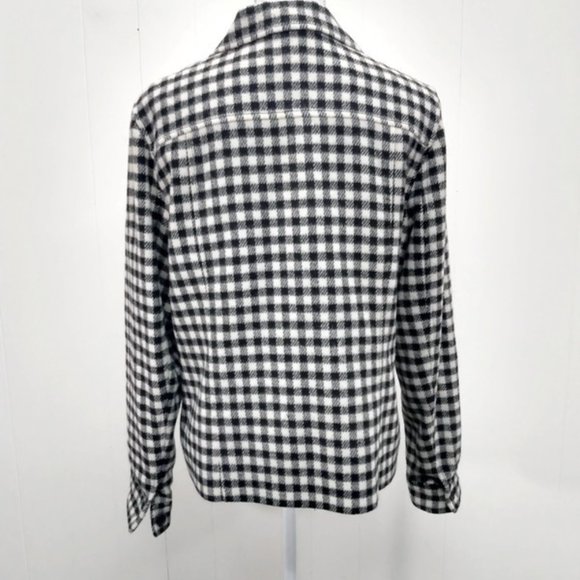 Talbots Womens 14 Black White Buffalo Plaid jacket - Picture 7 of 7
